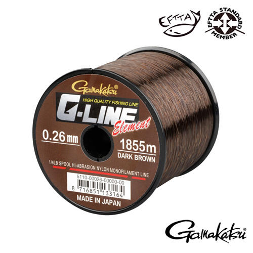 FIR MONOFILAMENT GAMAKATSU G-LINE ELEMENT DARK BROWN 026MM / 5,10KG / 1855M