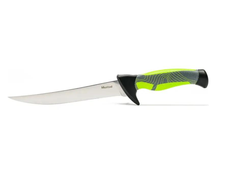 Nóż do filetowania Mustad, ostrze 17.8 cm, zielony, z pochewką 2/4