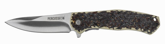 Couteau chasse pliant lame acier inox 9cm manche imitation corne