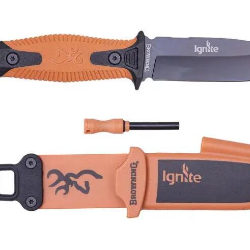 Нож Browning Ignite фиксиран черен с оранжево острие 100 мм