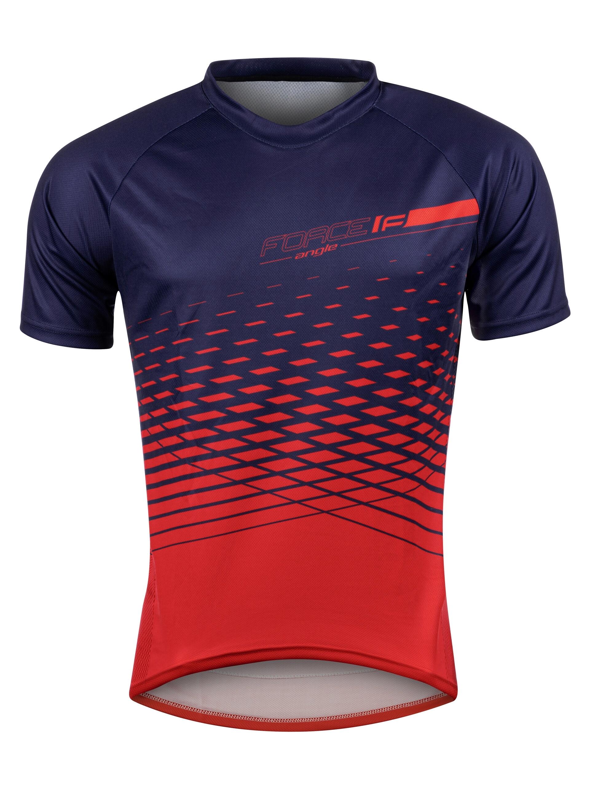 Tricou maneca scurta Force MTB Angle albastru/rosu XL