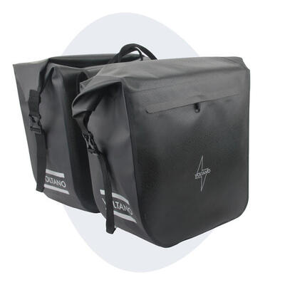 Voltano dubbele fietstas rolltop urban black - 48 liter - 100% waterdicht