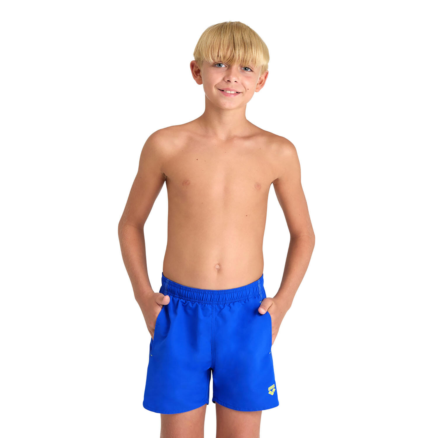 Arena - Shorts De Bain Garçon - Boxer Solid R - Maillot De Bain 1 Pièce - Bleu|vert - 8-9 Ans - Decathlon