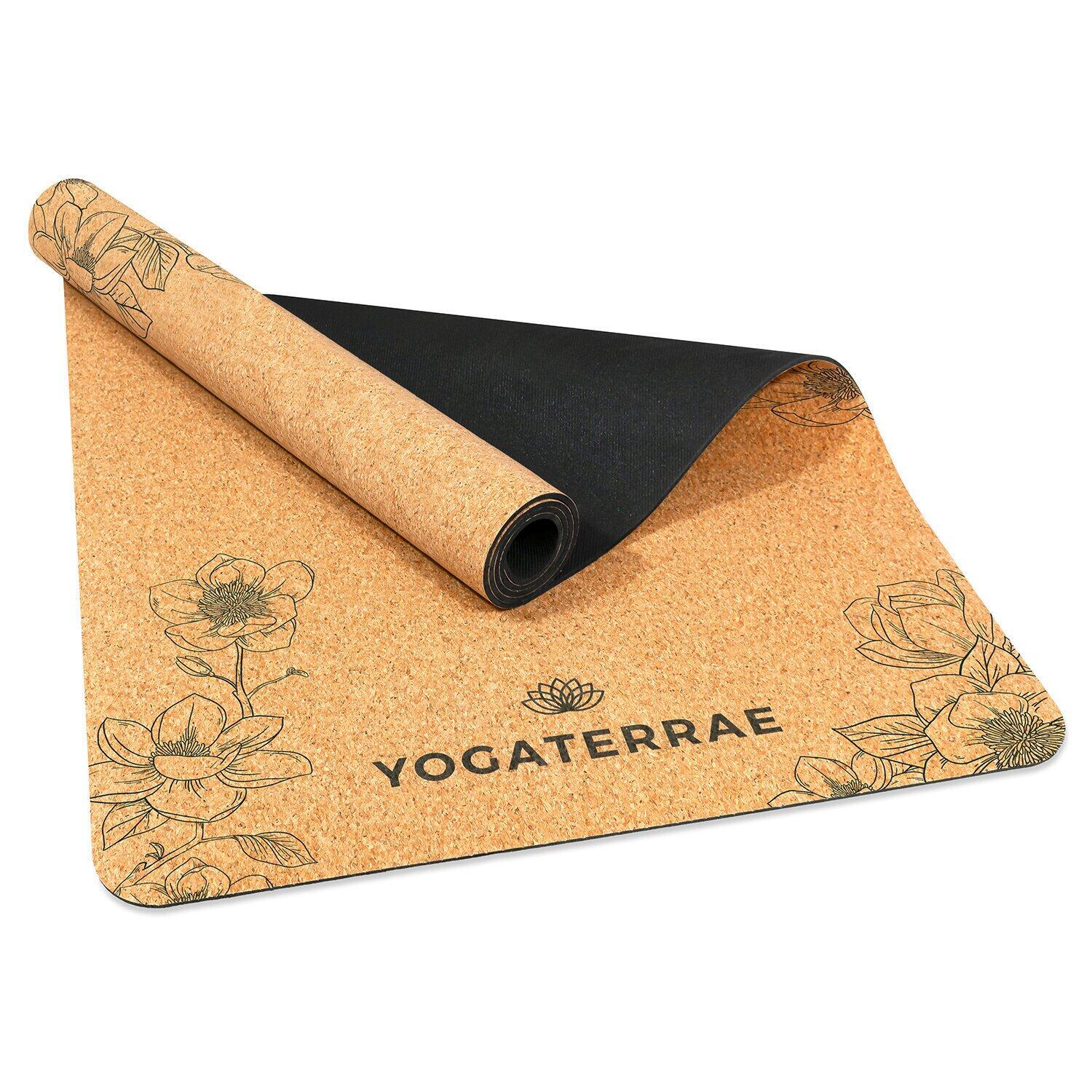 TAPIS DE YOGA ANTIDÉRAPANT NATUREL Durable Liège & Caoutchouc Magnolias 6/7
