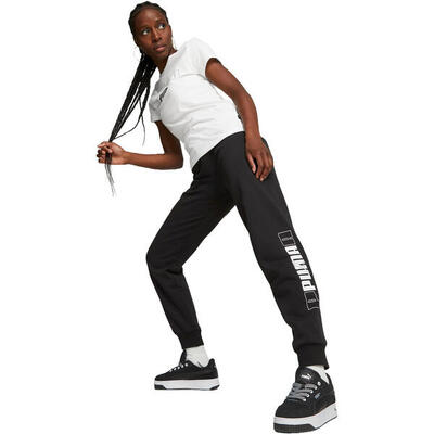 Broek puma logo printed elastic waist active joggers. zwart. dames