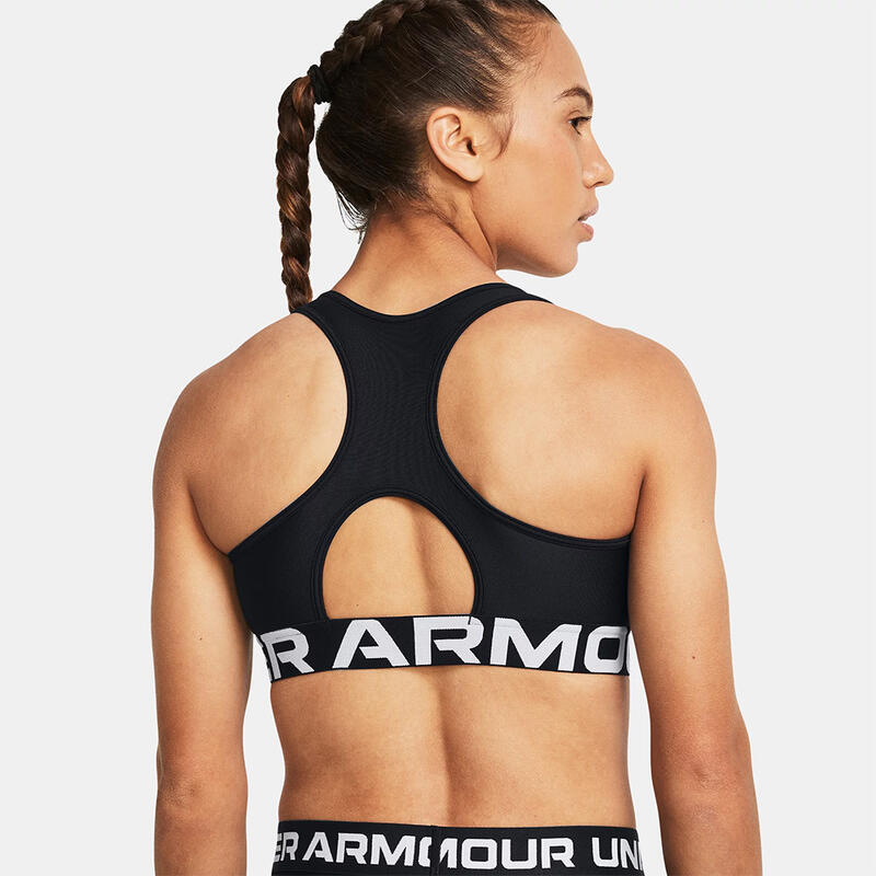 Brassière De Sport Noir Under Armour Heatgear® Mid Branded Femme