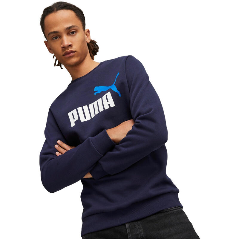 Chemisier Puma ESS 2 Col Big Logo Crew FL, Bleu, Hommes