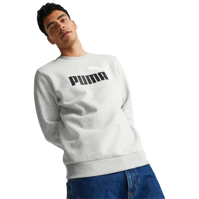 Blouse Puma Essentials Two-Tone Big Logo Crew Neck, Grijs, Mannen