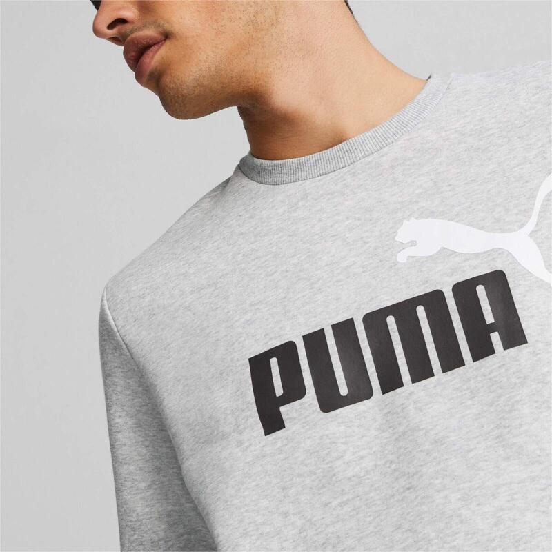 Bluza barbati Puma Essentials Two-Tone Big Logo Crew Neck, Gri