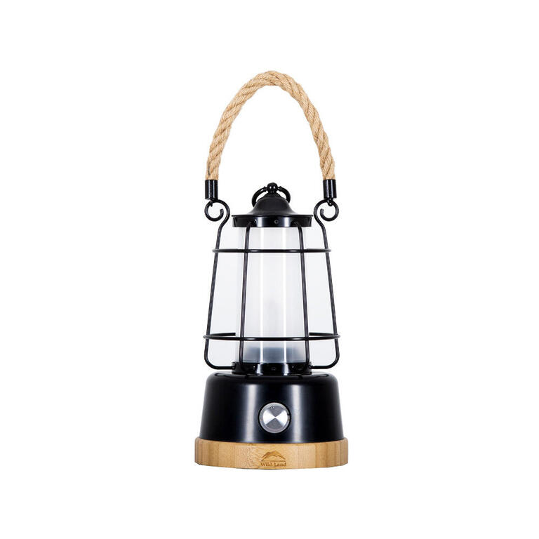 Hanging outdoor lantern with rope handle