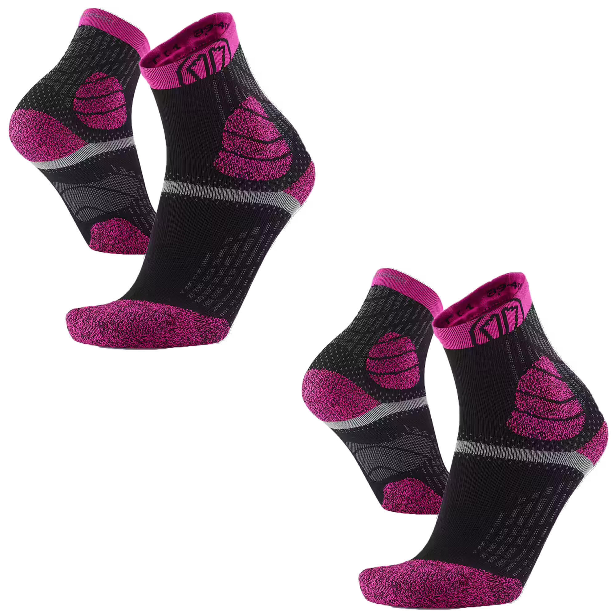 Sidas - Chaussettes De Trail Running Avec Renforts. Lot De 2 Paires - Trail Protect - Chaussettes - Noir|rose - 35/38 - Decathlon