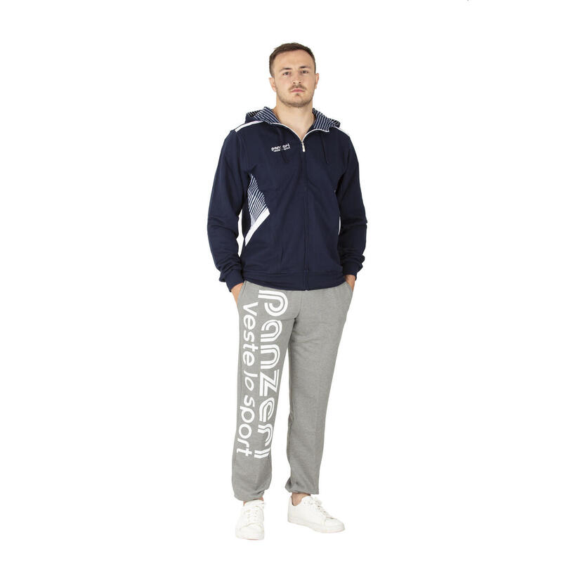 Pantalon Jogging Panzeri épais Park O - Gris chiné / Blanc