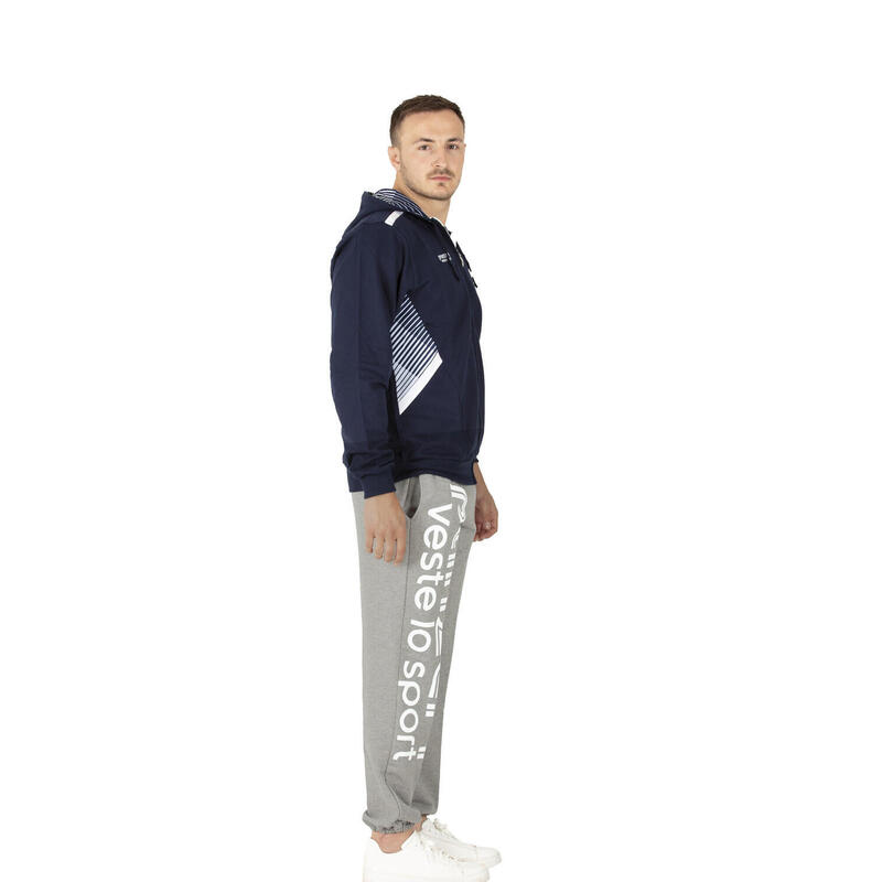 Pantalon Jogging Panzeri épais Park O - Gris chiné / Blanc