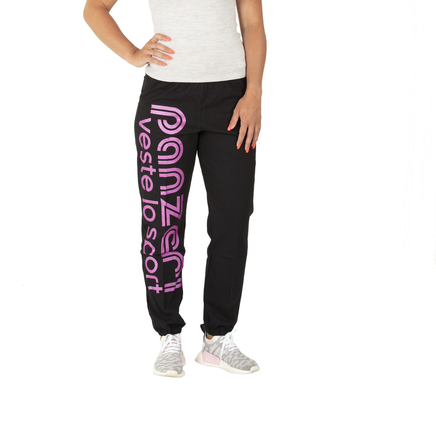 Pantalon Jogging Panzeri Uni H - Noir / Fuchsia nacré 2/5