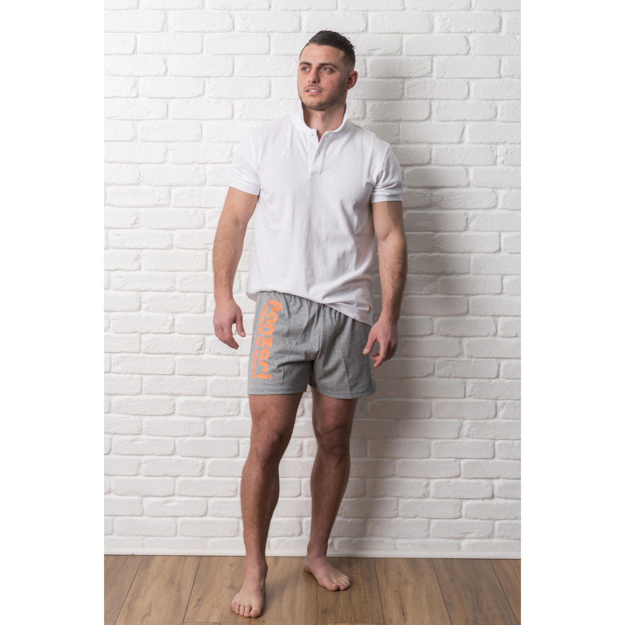 Short Panzeri Uni A Gris chine Orange fluo PANZERI Decathlon