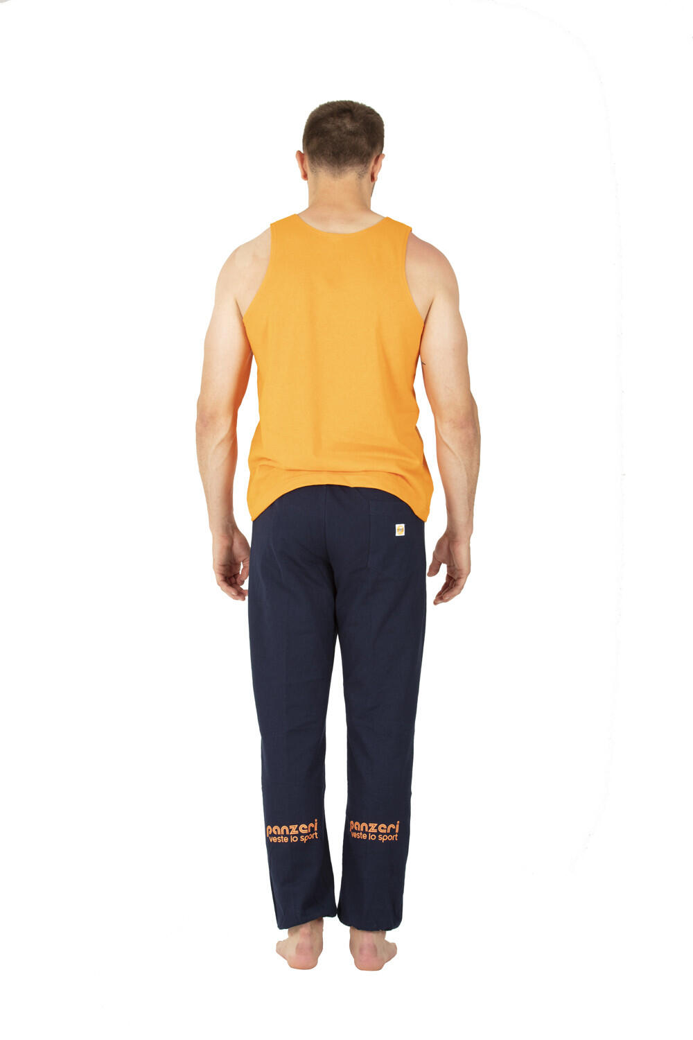 Pantalon Jogging Panzeri Uni H - Bleu marine / Orange fluo 3/5