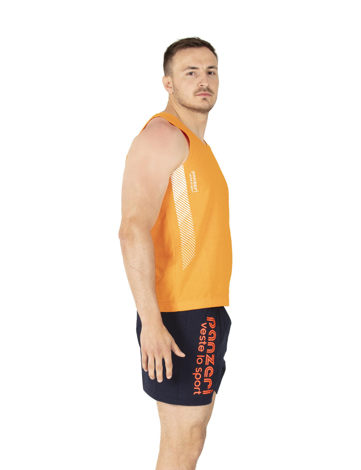 Short Panzeri Uni A - Bleu marine / Orange fluo 2/4