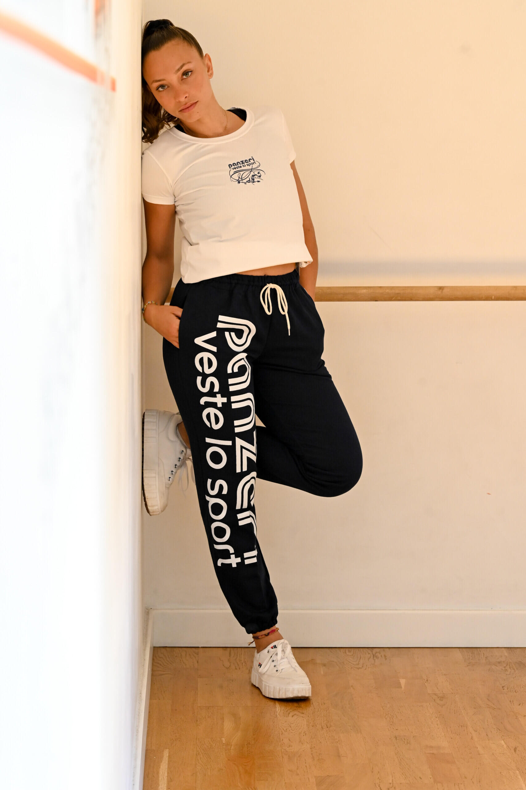 Pantalon Jogging Panzeri épais Park O - Bleu marine / Blanc 2/5