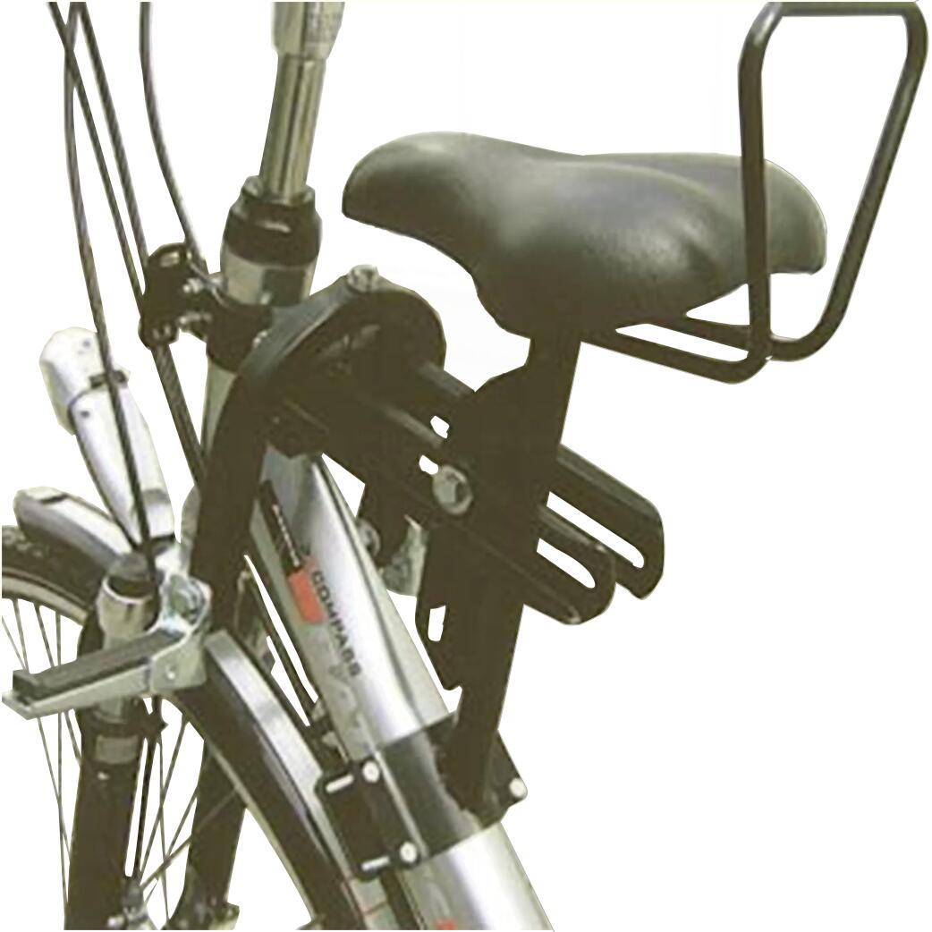 Assento de criança em tubo de bicicleta feminina