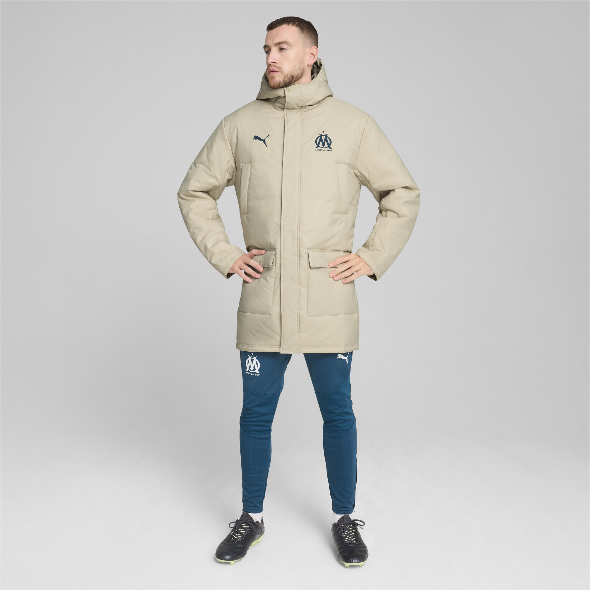 Veste d’hiver Olympique de Marseille Homme PUMA Putty Ocean Tropic Beige Blue 6/7
