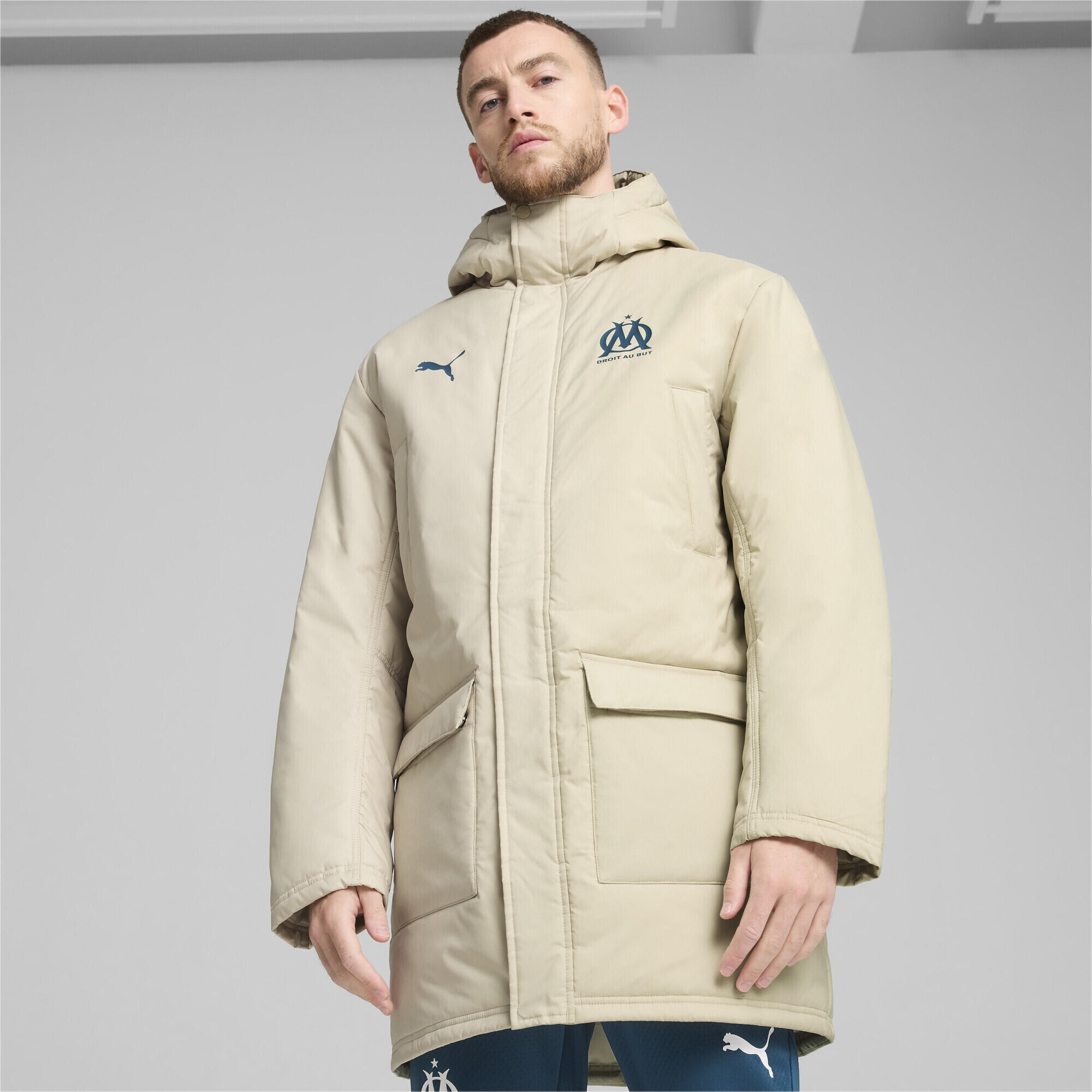 Veste d’hiver Olympique de Marseille Homme PUMA Putty Ocean Tropic Beige Blue 2/7
