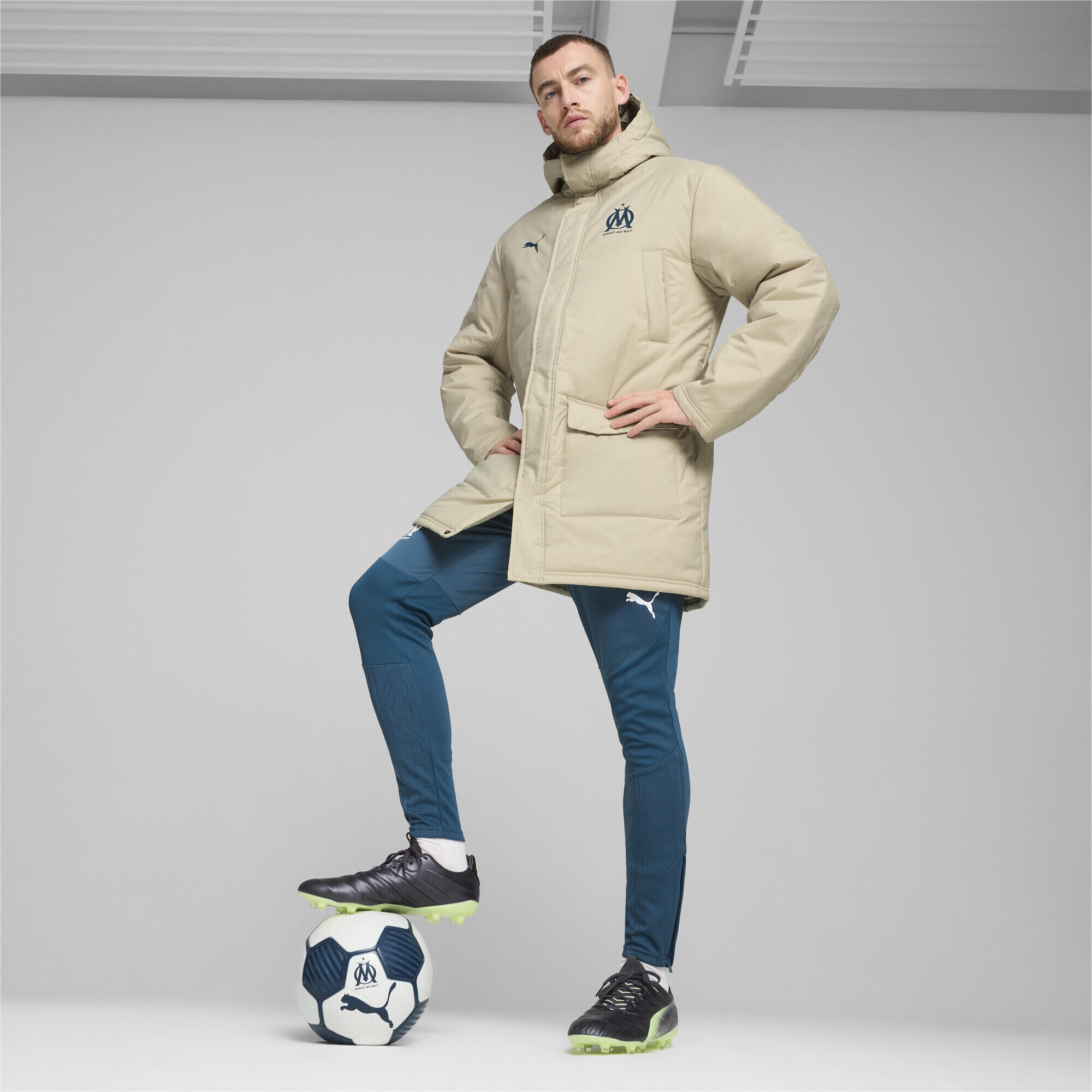 Veste d’hiver Olympique de Marseille Homme PUMA Putty Ocean Tropic Beige Blue 4/7