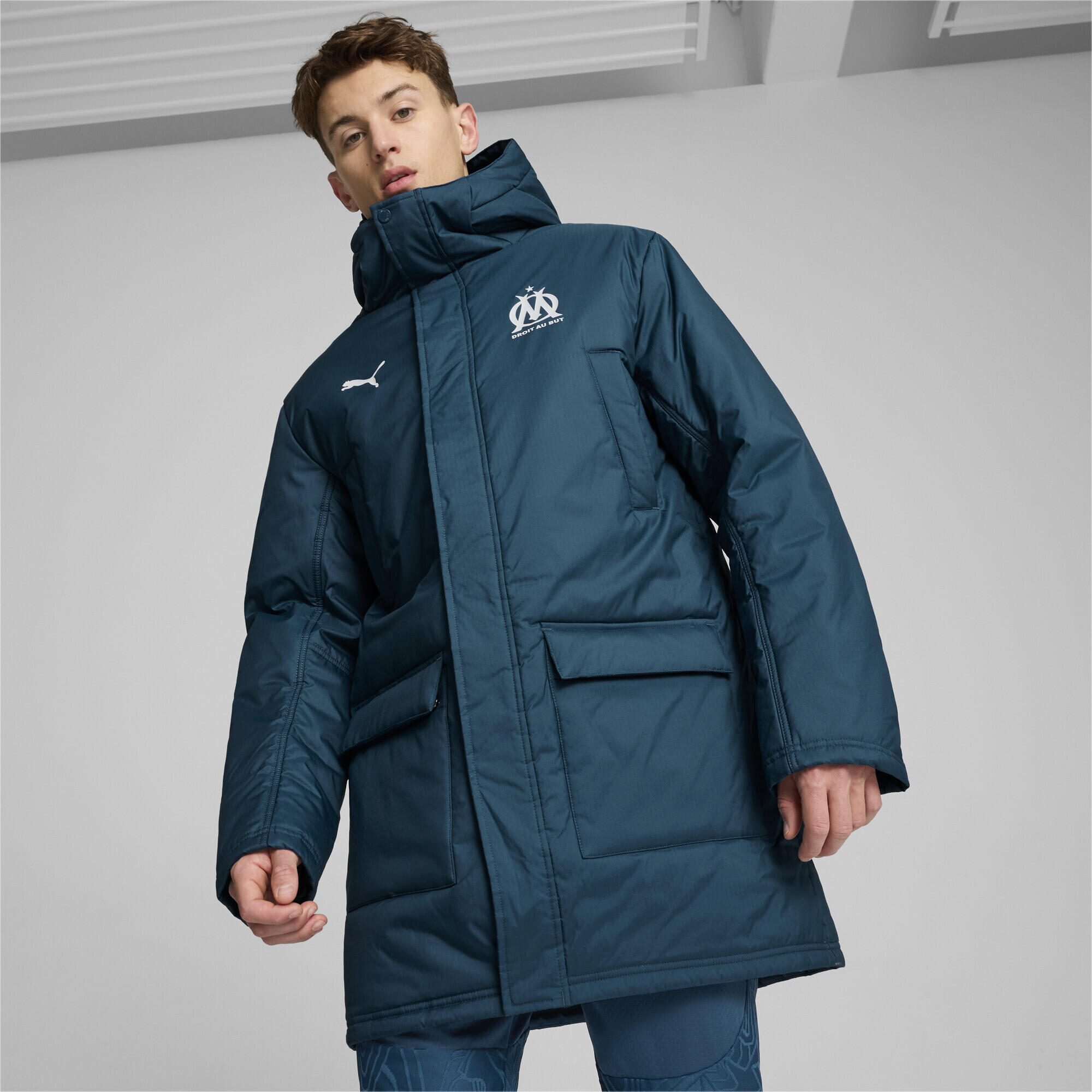 Veste d’hiver Olympique de Marseille Homme PUMA Ocean Tropic White Blue 3/7