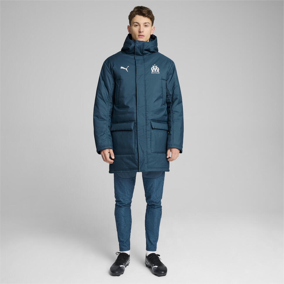 Męska zimowa kurtka Olympique Marsylia PUMA Ocean Tropic White Blue