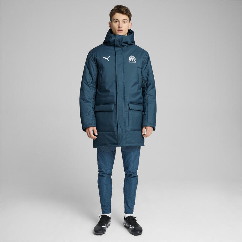 Męska zimowa kurtka Olympique Marsylia PUMA Ocean Tropic White Blue