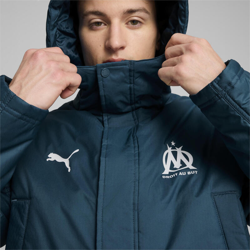 Męska zimowa kurtka Olympique Marsylia PUMA Ocean Tropic White Blue