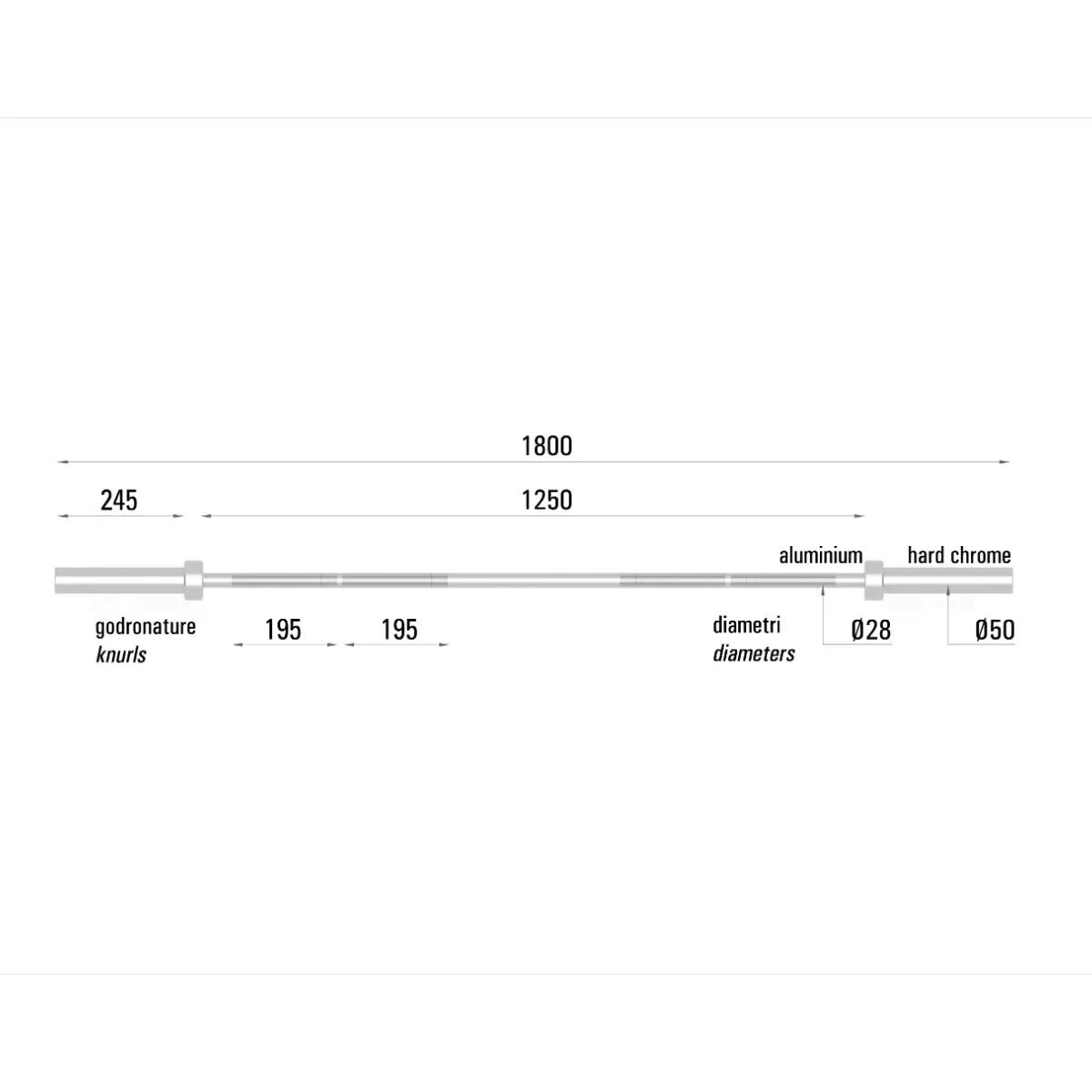 Crossfit Stang BO-TEC180 180 cm Staal Afwerking 2/4