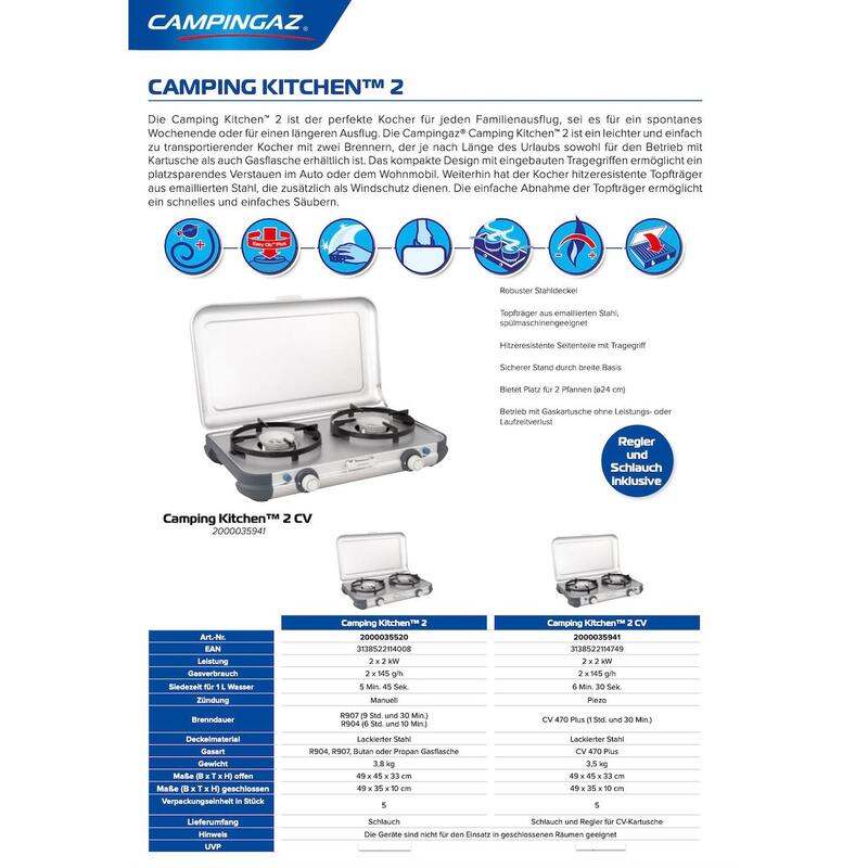 Rechaud de table à gaz "Camping Kitchen 2" Campingaz