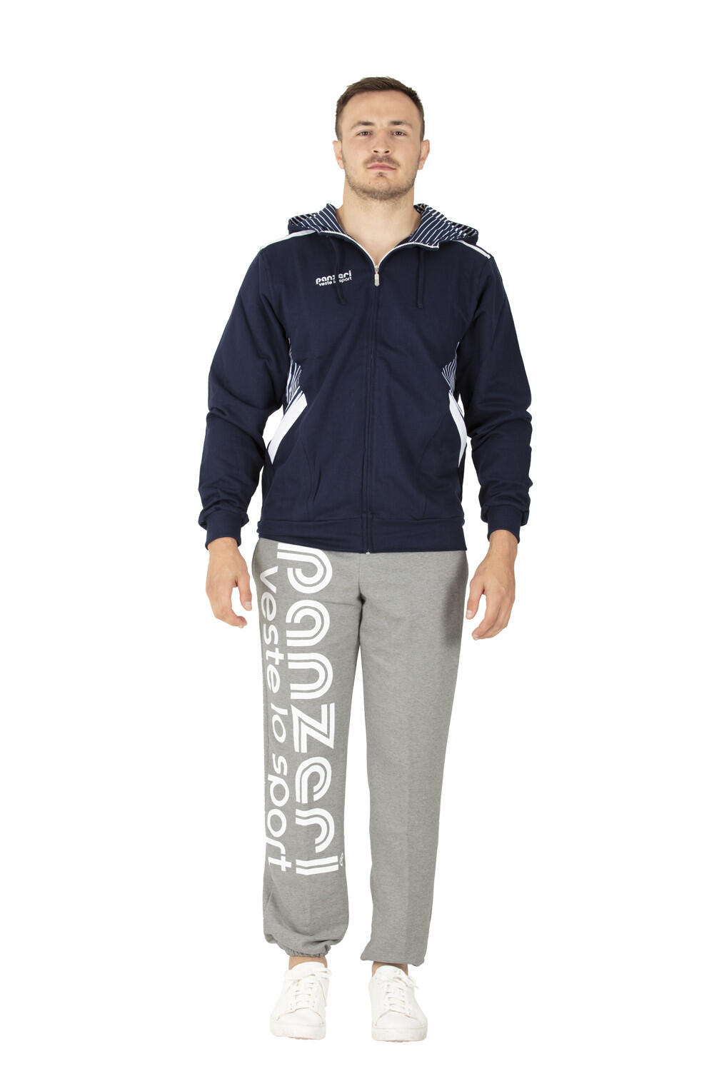 Pantalon Jogging Panzeri Uni H - Gris chiné / Blanc 2/4