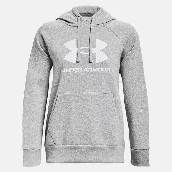 Sweat à capuche Gris chiné clair UA Rival Fleece Grand Logo Under Armour Femme