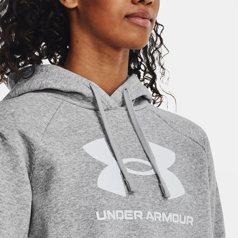 Sweat À Capuche Gris Chiné Clair Ua Rival Fleece Grand Logo Under Armour Femme