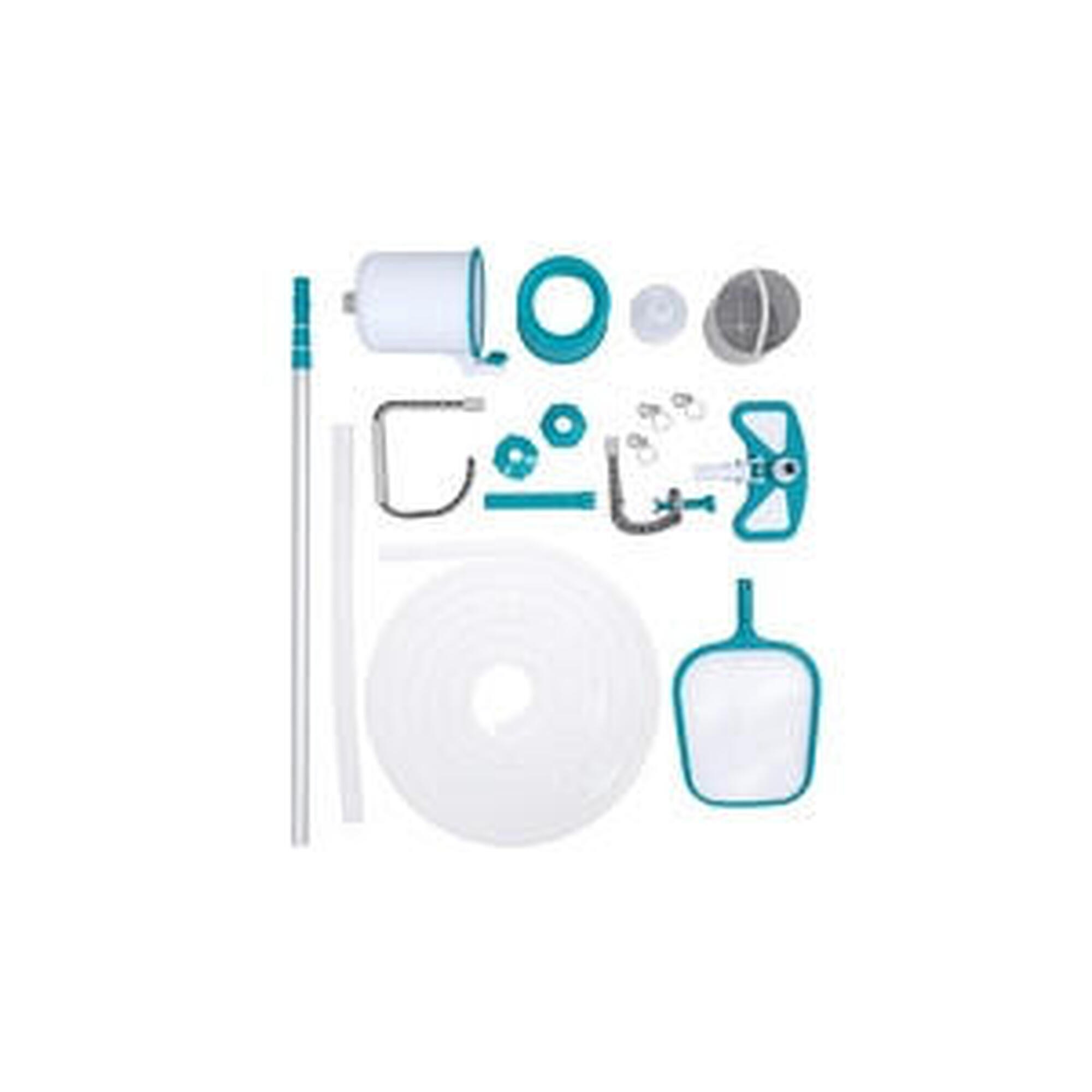 Conjunto de manutenção de piscina natação com skimmer e acessórios