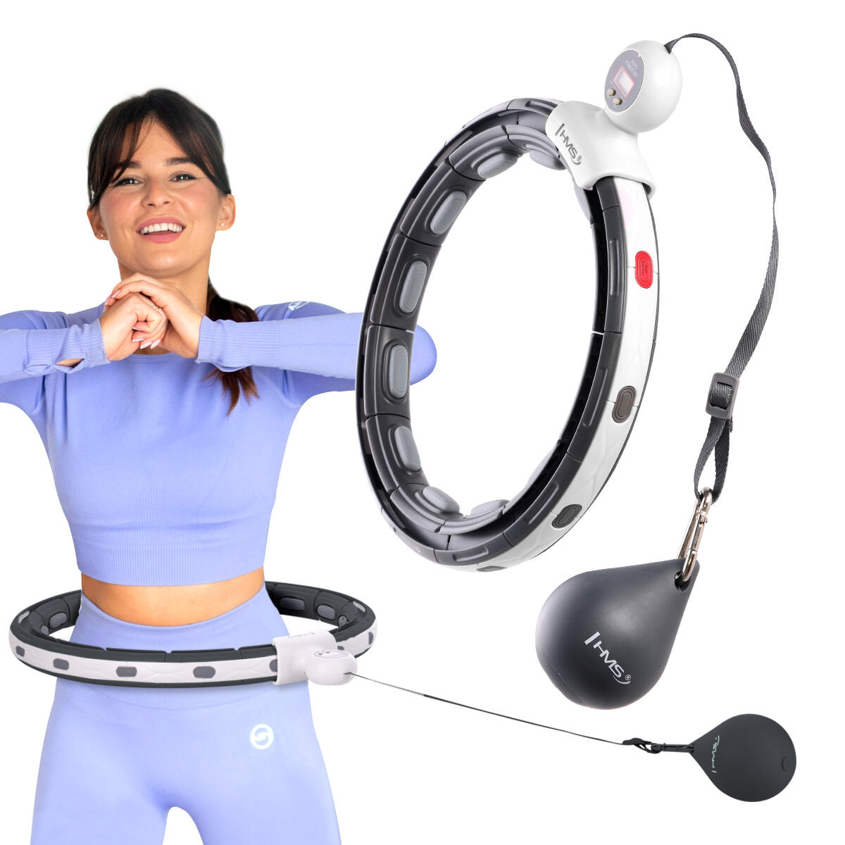 Sada masážní hula hoop HMS HHM15 a BR163 zeštíhlujícího pásu 3/7
