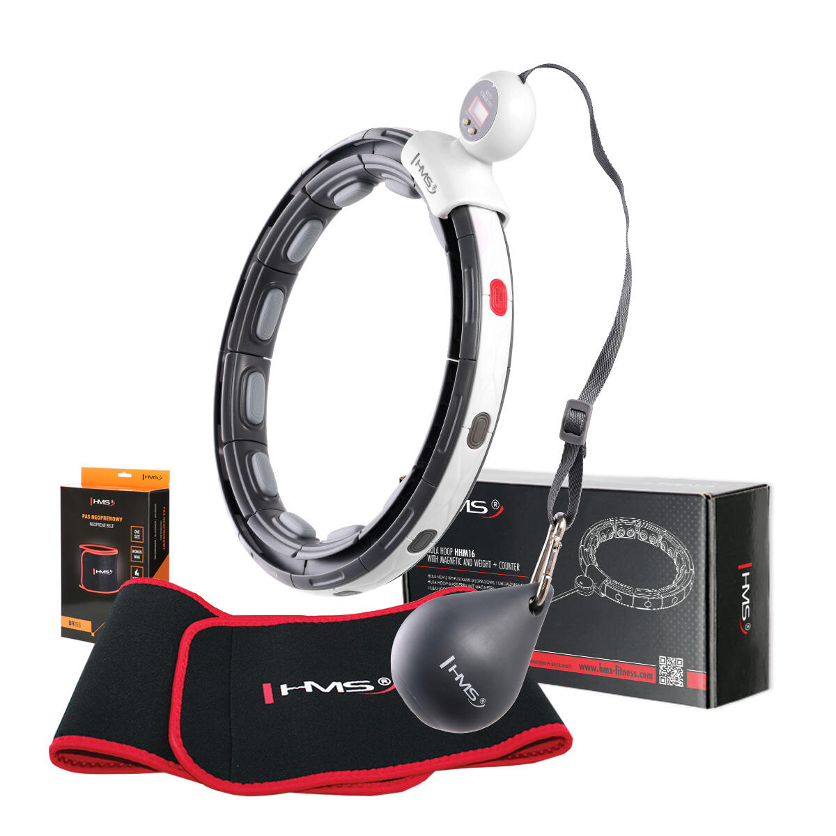 HMS Sada masážní hula hoop HHM15 a BR163 zeštíhlujícího pásu
