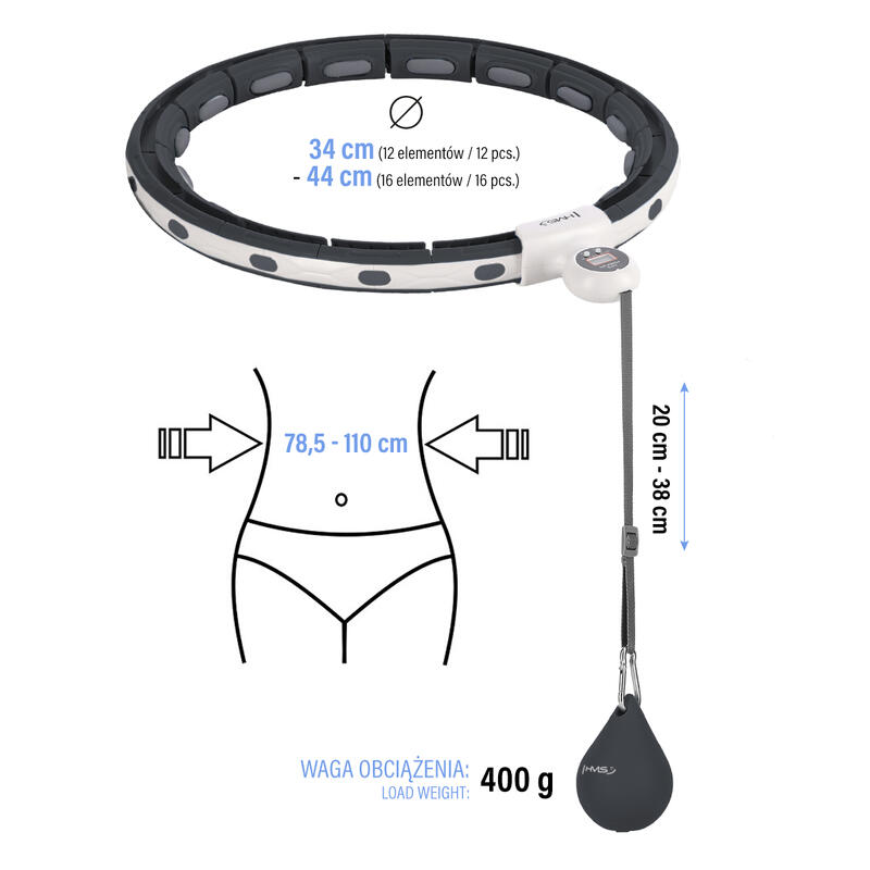 Cerc Hula hoop cu magneți și minge gravitațională + contor HHM15 HMS