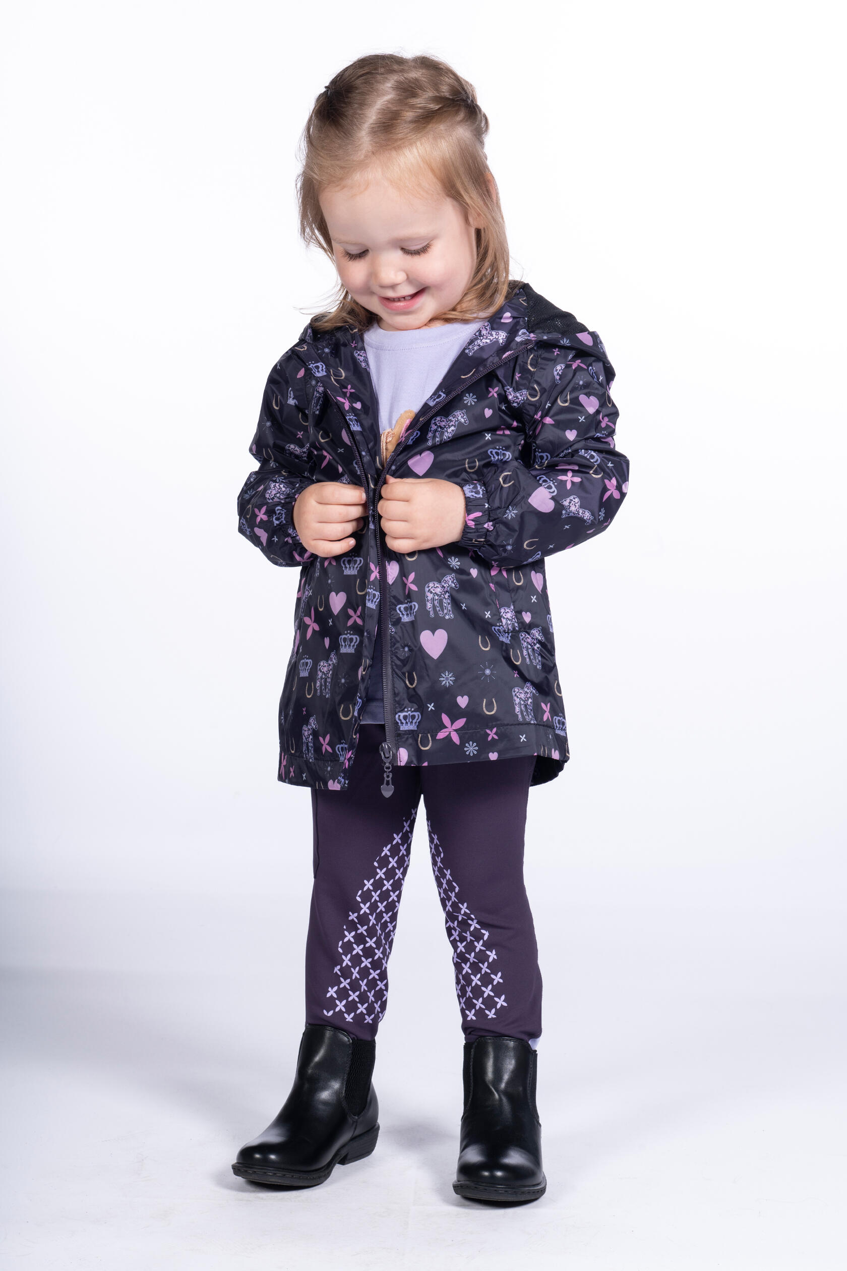 Kinder-Regenjacke Lola, Dunkellila mit Muster 3/6