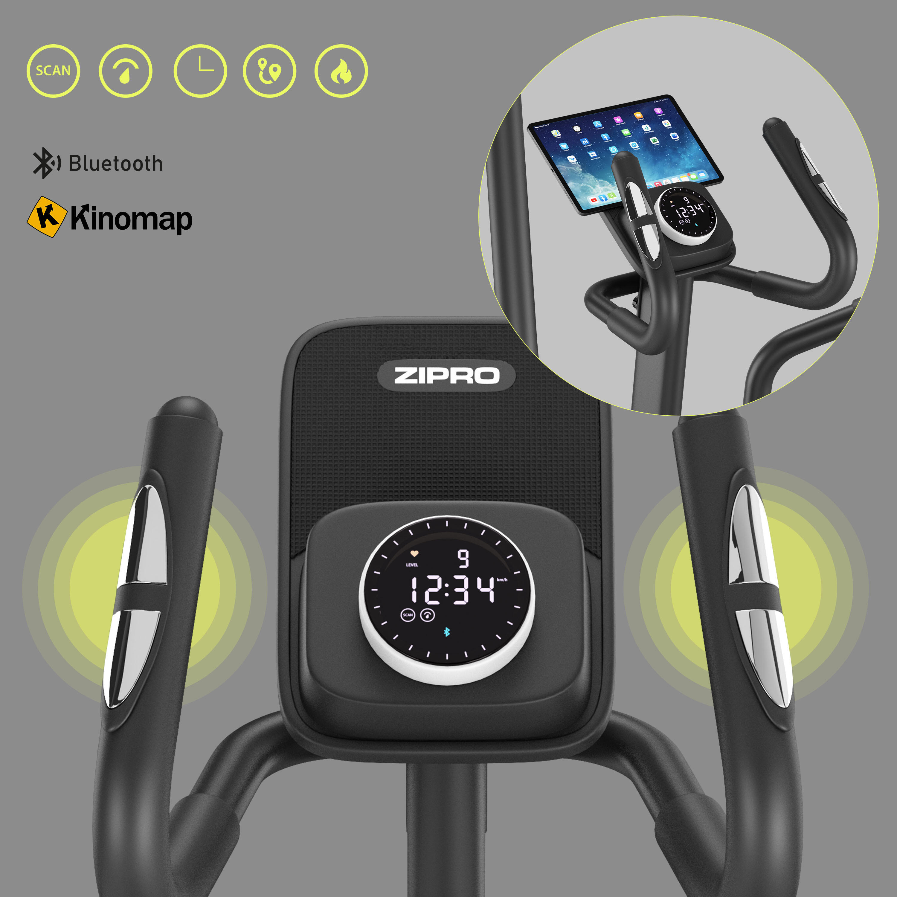 Vélo elliptique électrique-magnétique Zipro Session connected et Kinomap 6/8