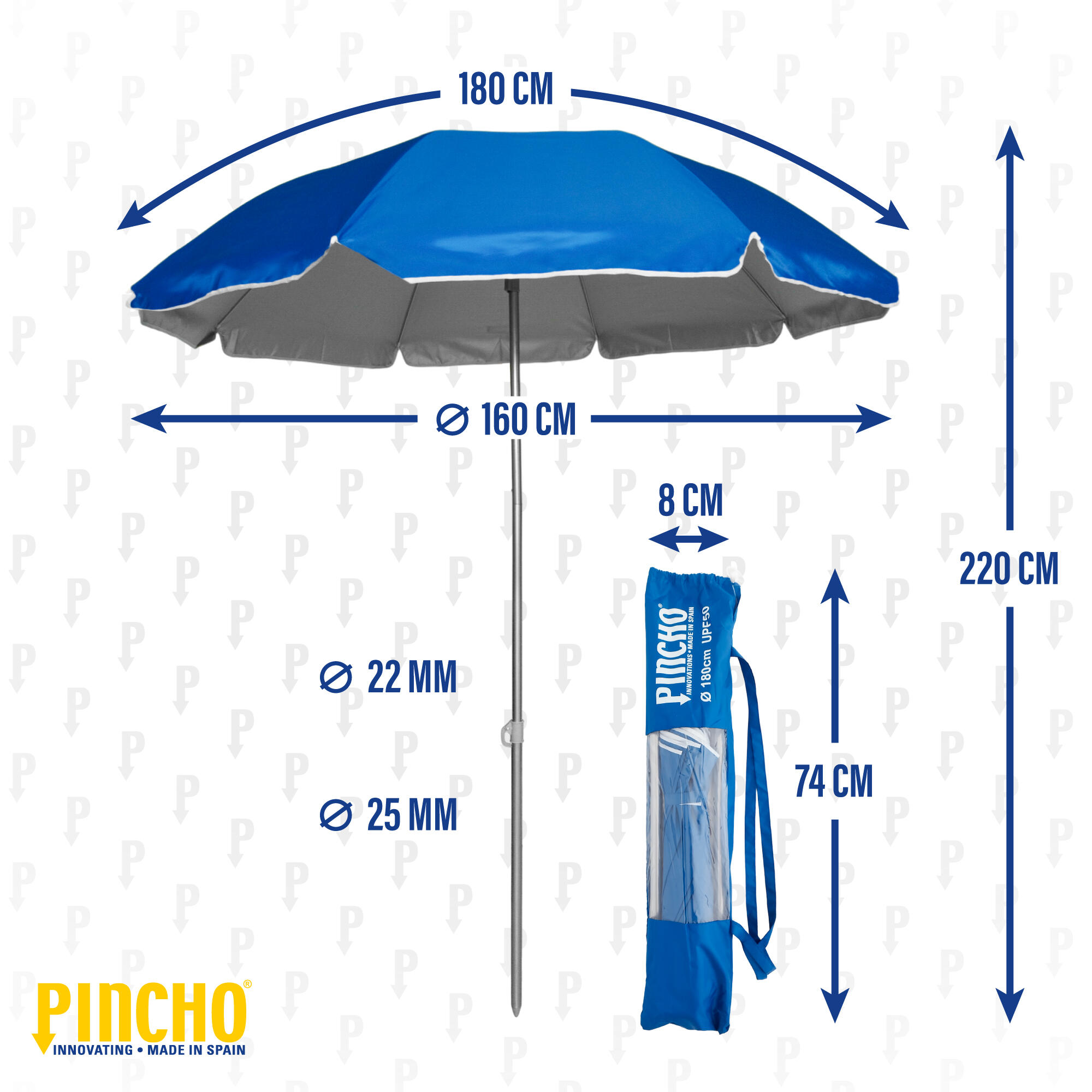 Sombrilla 180cm Plegable Acero Ibiza UPF50+ color 34 6/6