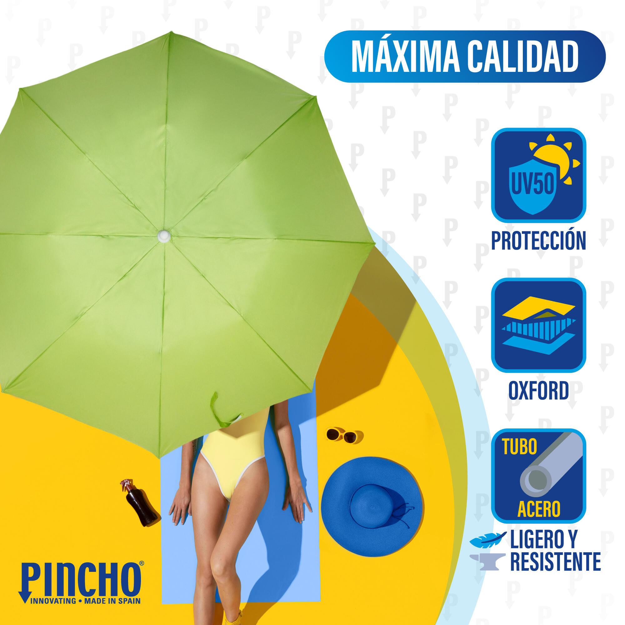 Sombrilla 180cm Plegable Acero Ibiza UPF50+ Verde 4/6