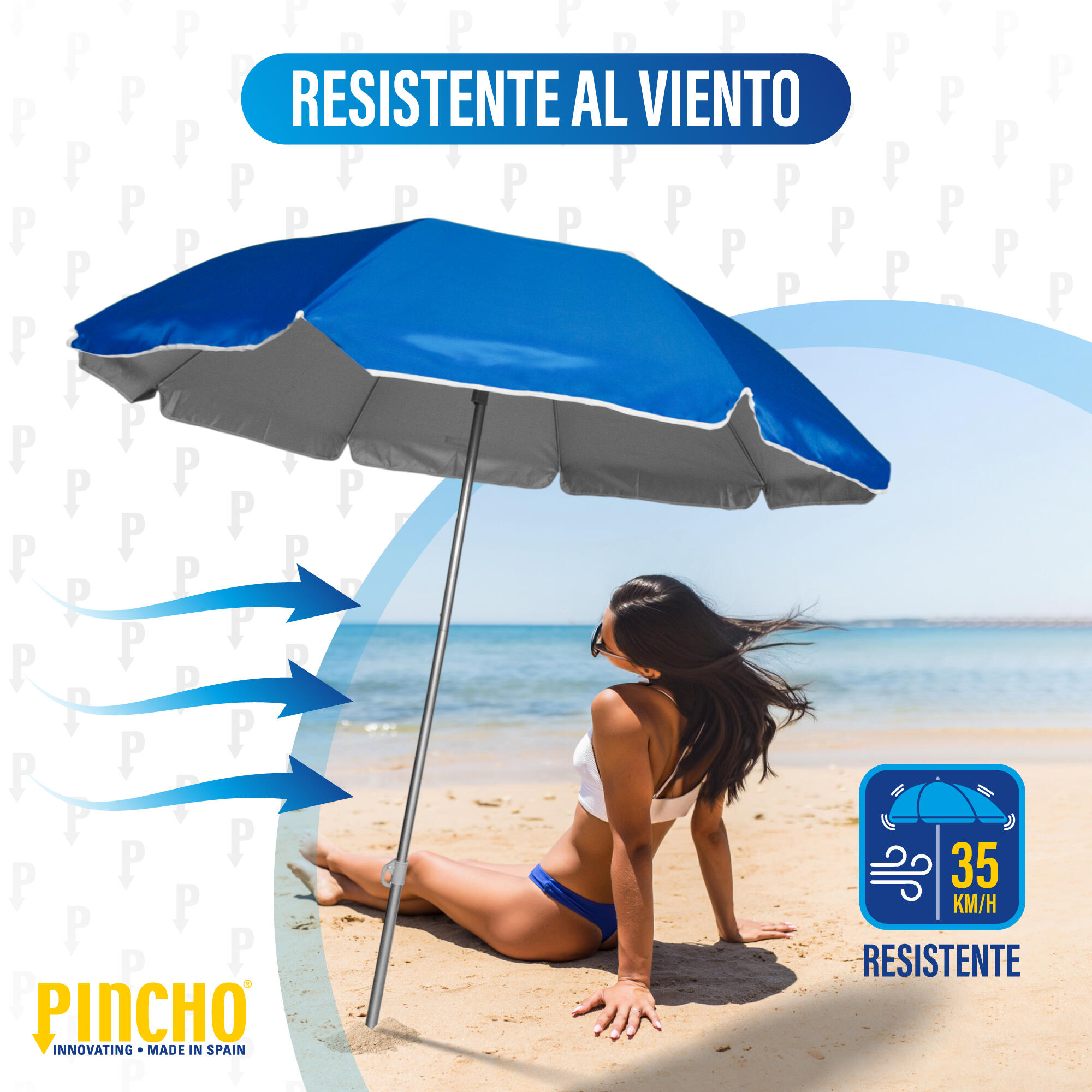 Sombrilla 180cm Plegable Acero Ibiza UPF50+ color 34 3/6