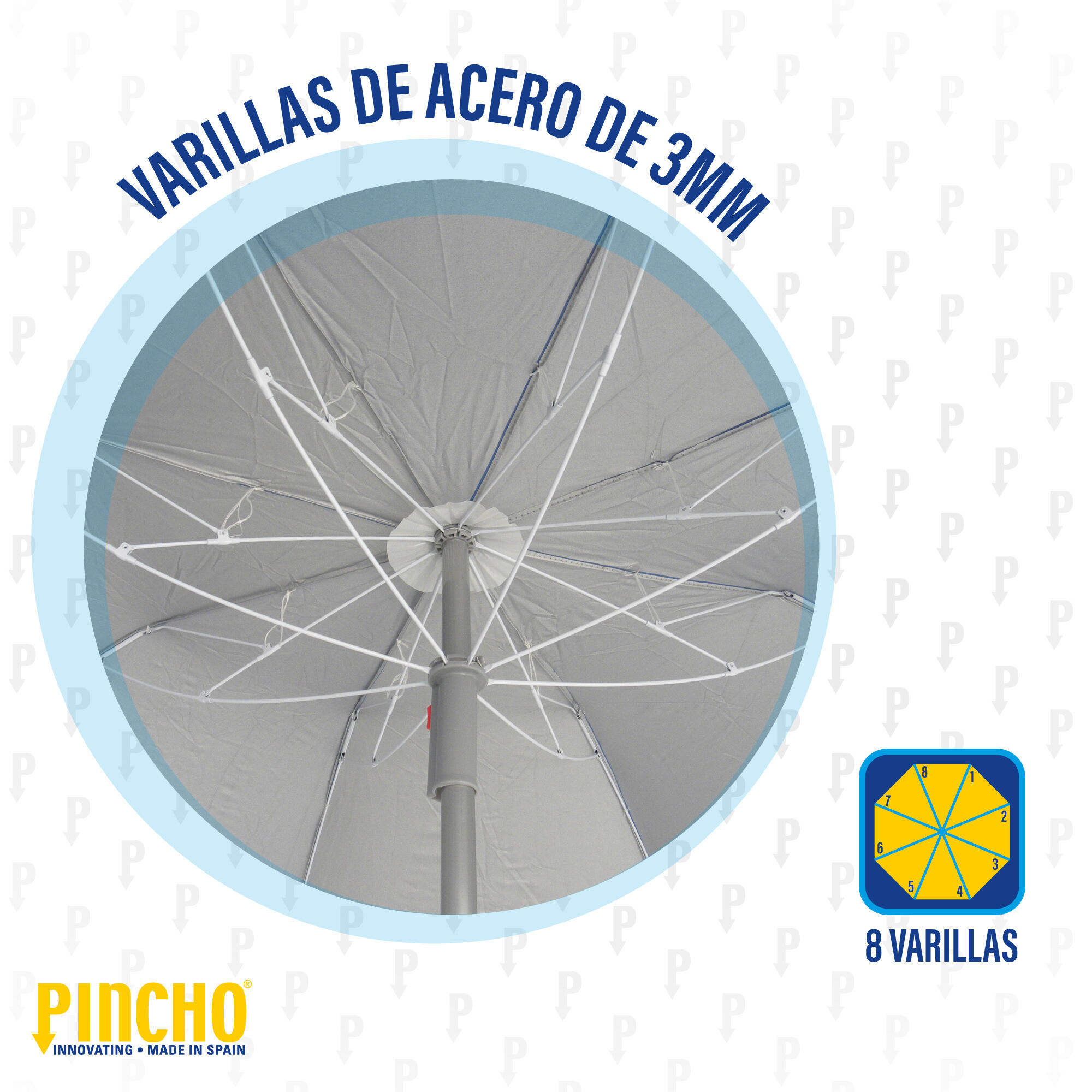 Sombrilla 180cm Plegable Acero Ibiza UPF50+ color 34 5/6