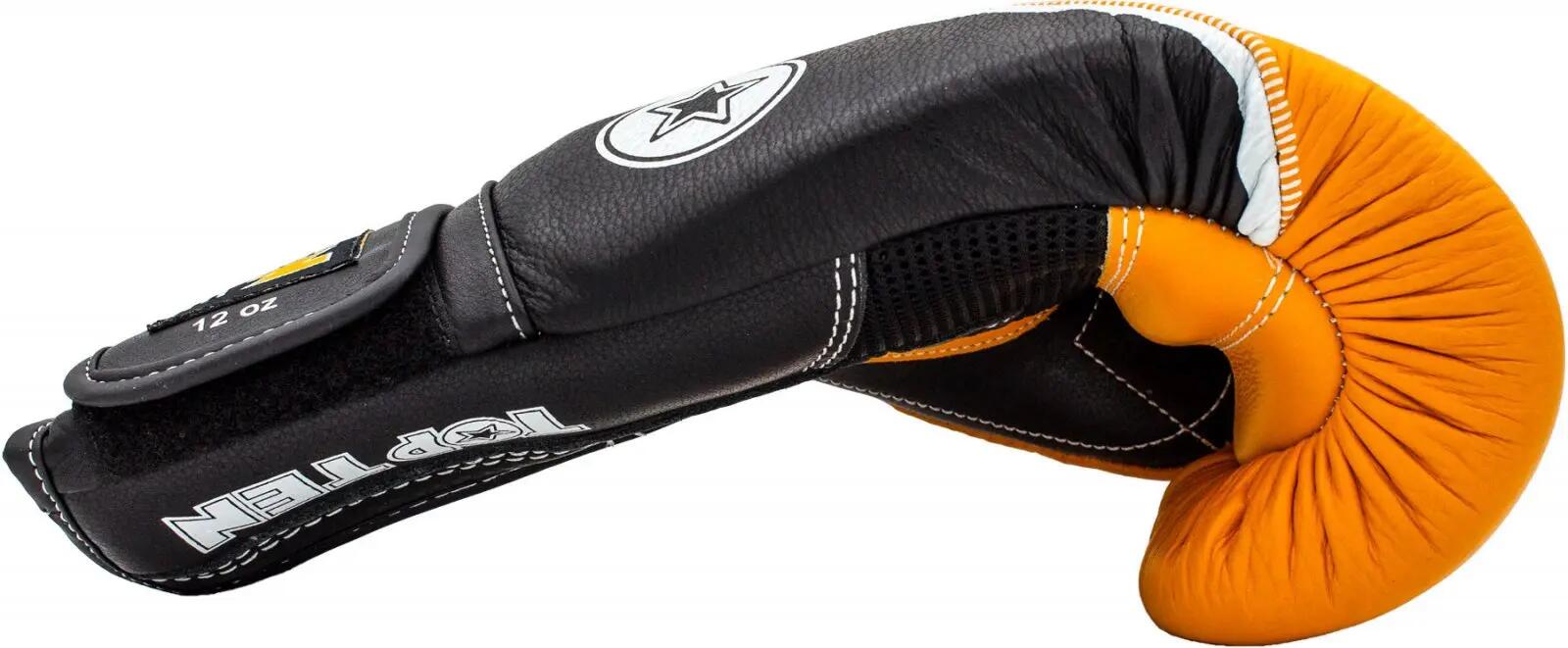 Manusi box 4select din piele, Top Ten , negru cu portocaliu, 16 oz 4/7
