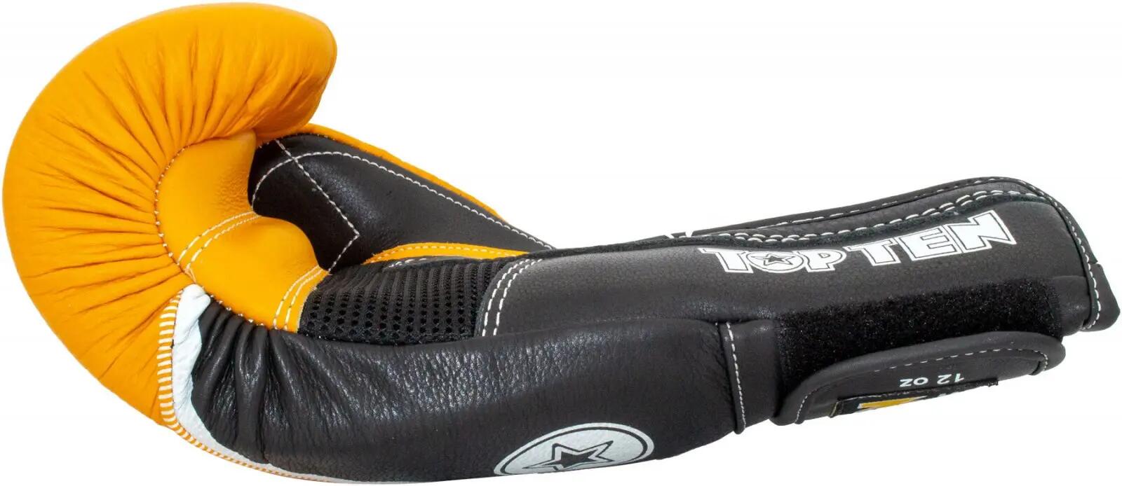 Manusi box 4select din piele, Top Ten , negru cu portocaliu, 16 oz 5/7