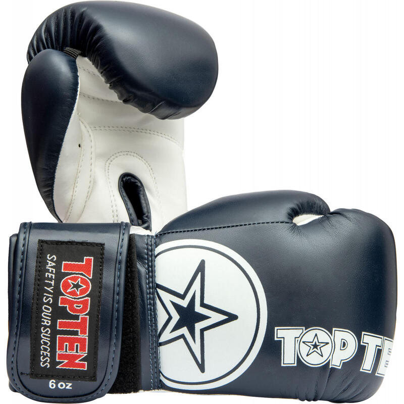 Manusi box copii KIDS, Top Ten, Alb-Albastru, 8 oz