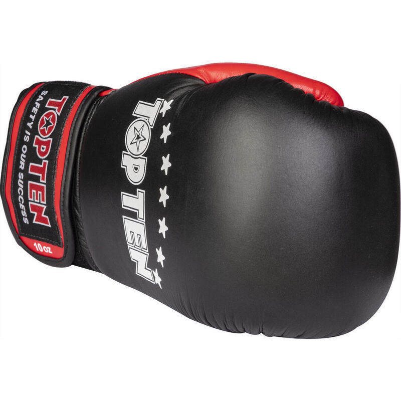 Manusi de box "TOP TEN", Top Ten Negru-Rosu, 12oz
