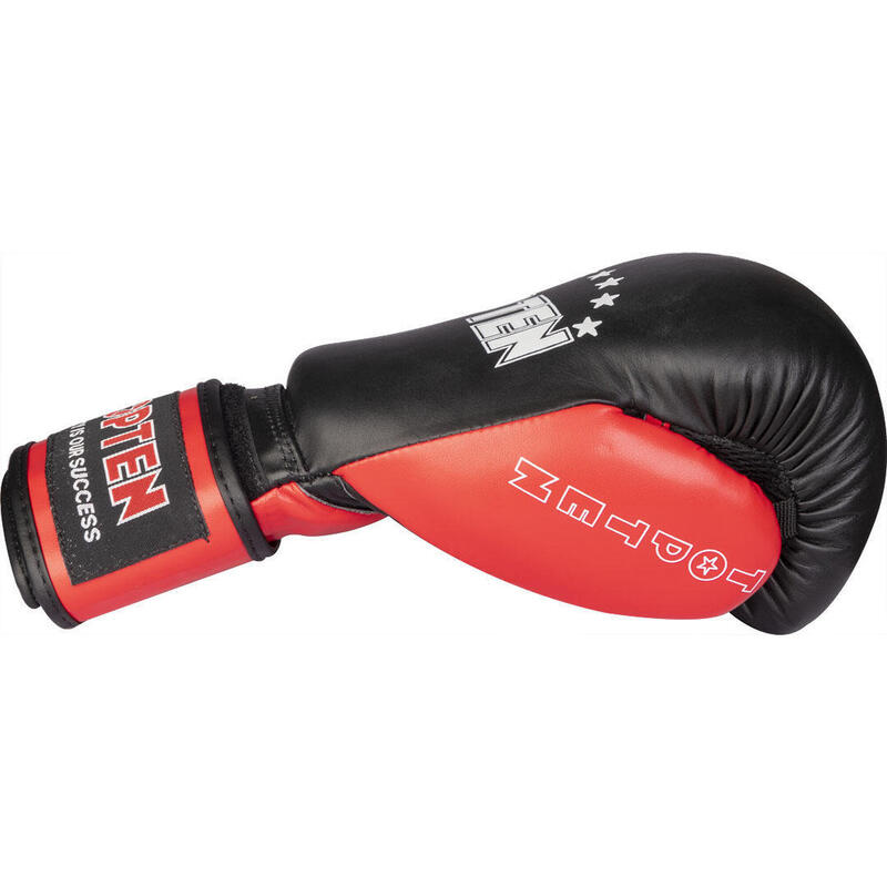 Manusi de box "TOP TEN", Top Ten Negru-Rosu, 16 oz